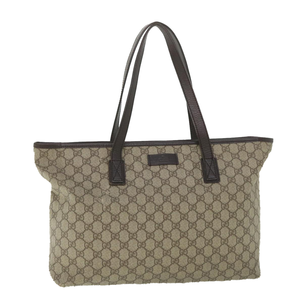 GUCCI GG Supreme Tote Bag PVC Leather Beige 181084 Auth bs8773